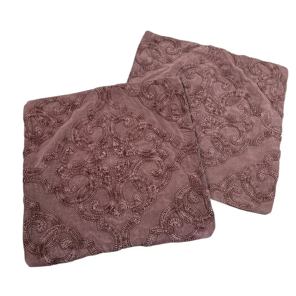 Pottery Barn Drew Embroidered Pillow Covers Distressed Boho Set Of 2